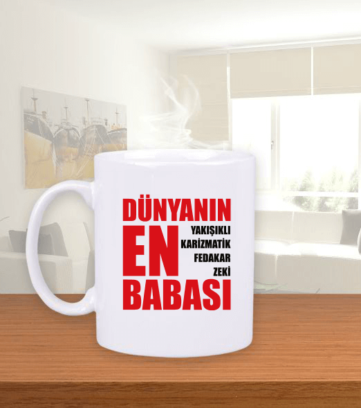 Tisho - BABALAR GÜNÜ ÖZEL BASKILI BARDAK Beyaz Kupa Bardak