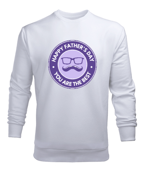 Tisho - Babalar gününe özel baba hediyesi bıyık ve gözlük Beyaz Erkek Sweatshirt