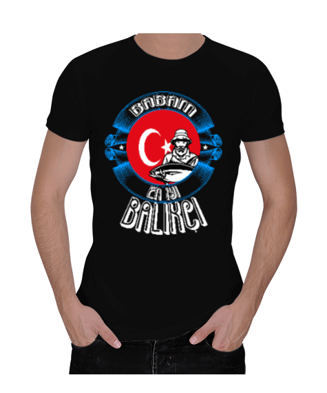 Tisho - Babam En İyi Balıkçı Erkek Regular Kesim Tişört