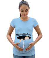 Babam Sağolsun Mavi Buz Mavisi Kadın Hamile Tişört - Tisho