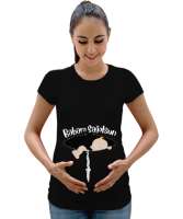 Babam Sağolsun Siyah Siyah Kadın Hamile Tişört - Tisho