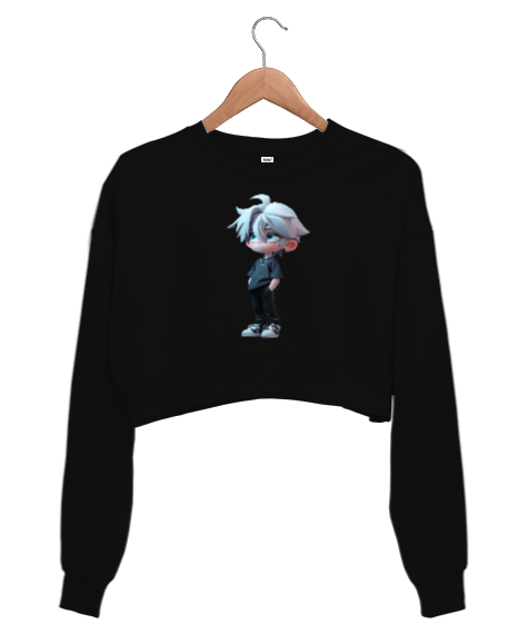 Tisho - Baby boy Siyah Kadın Crop Sweatshirt