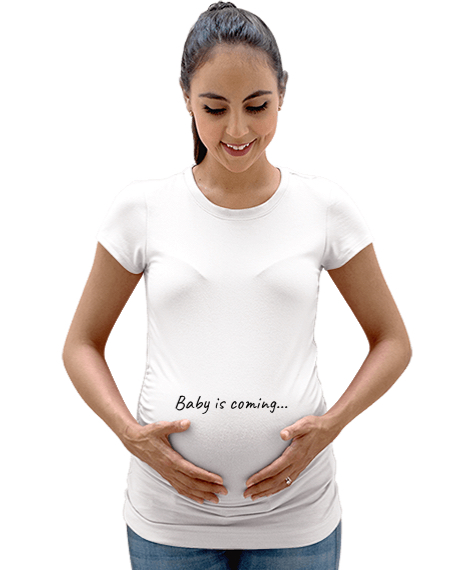 Tisho - Baby is coming Beyaz Kadın Hamile Tişört