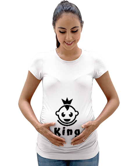 Tisho - Baby King - Kral Bebek Beyaz Kadın Hamile Tişört