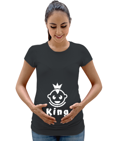 Tisho - Baby King - Kral Bebek Füme Kadın Hamile Tişört