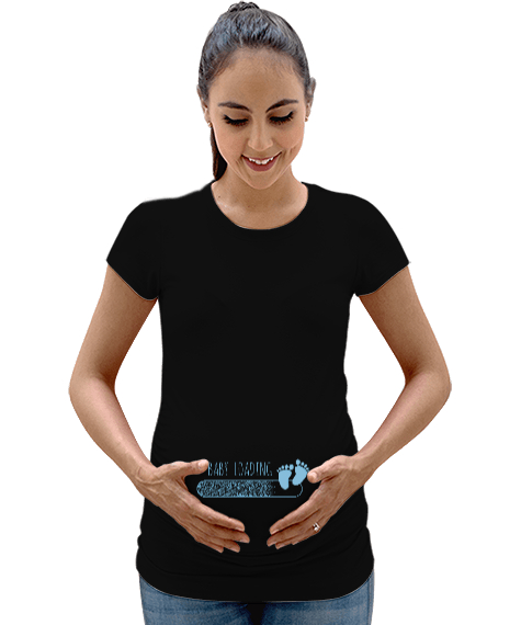 Tisho - Baby Loading - Bebek Yükleniyor Siyah Kadın Hamile Tişört