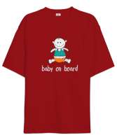 Baby On Board - Bebek Ruhlu Kırmızı Oversize Unisex Tişört - Tisho