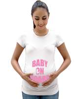 Baby On Board Beyaz Kadın Hamile Tişört - Tisho