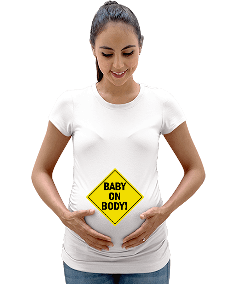 Tisho - Baby on Body - Dikkat bebek var Kadın Hamile Tişört