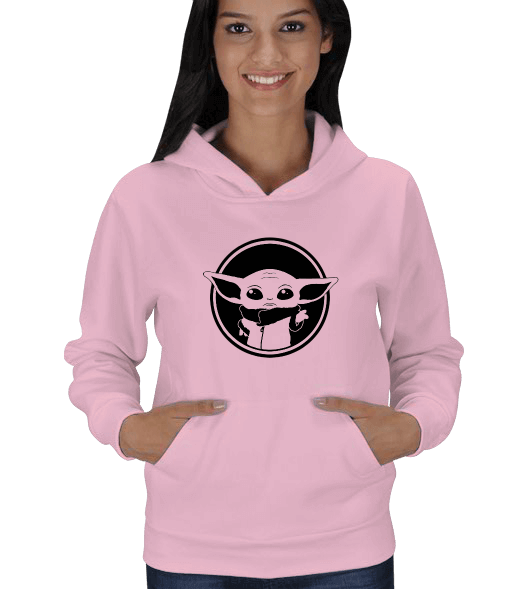 Tisho - Baby YODA Baskılı Sweatshirt Kadın Kapşonlu