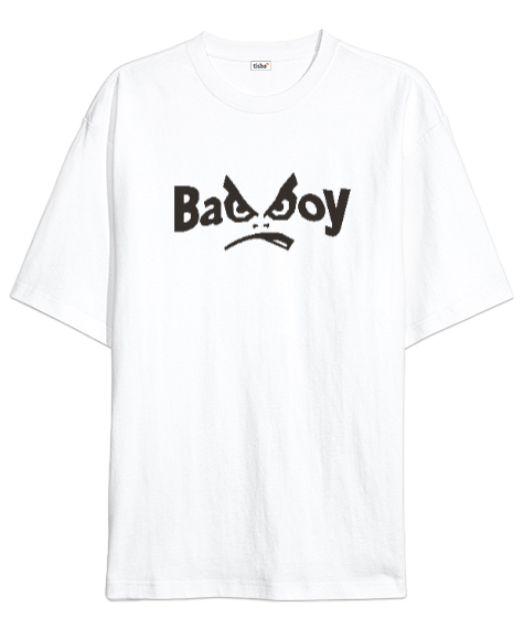 Tisho - Bad Boy - Kötü Çocuk Beyaz Oversize Unisex Tişört