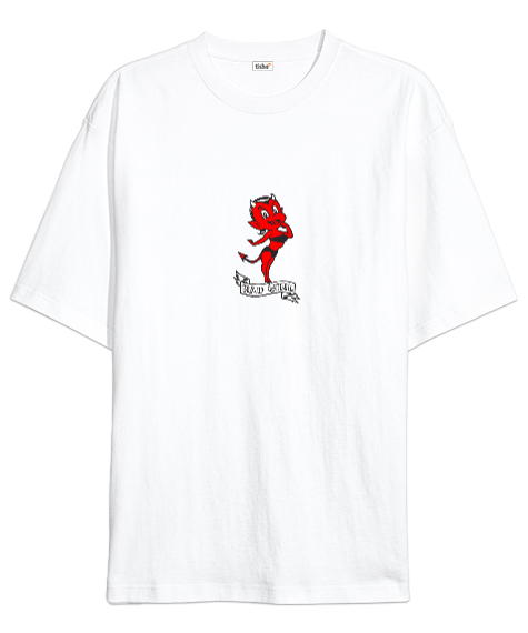 Tisho - Bad Girl Tasarım Baskılı Beyaz Oversize Unisex Tişört