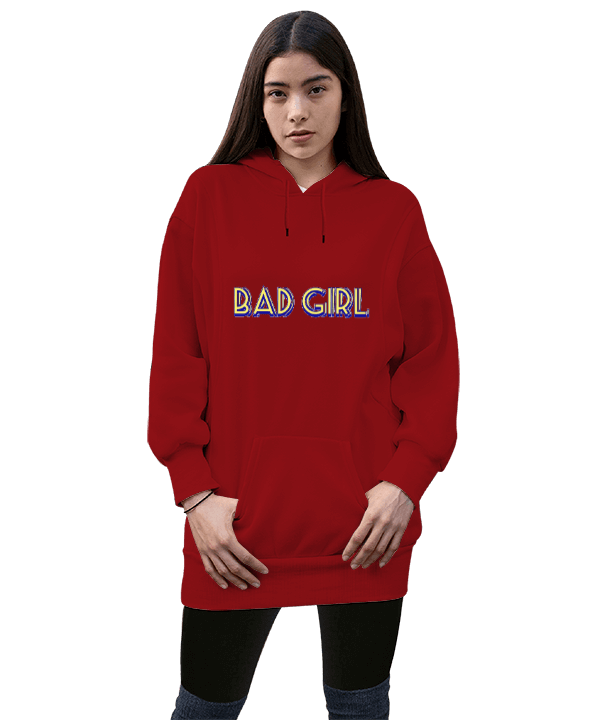 Tisho - Bad girls Kadın Uzun Hoodie Kapüşonlu Sweatshirt