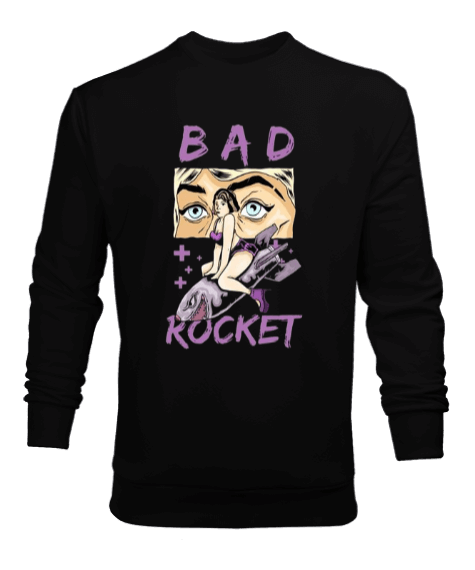 Tisho - Bad Rocket Tasarım Baskılı Erkek Sweatshirt