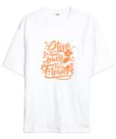 Bahar Beyaz Oversize Unisex Tişört - Tisho