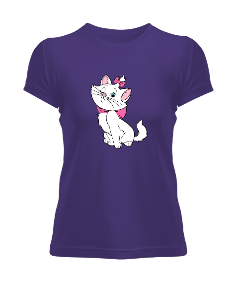 Tisho - Bakımlı Sevimli Kedi - Sweet Cat Mor Kadın Tişört