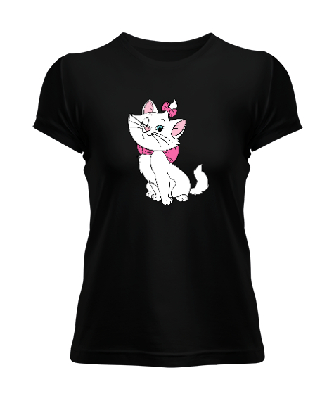 Tisho - Bakımlı Sevimli Kedi - Sweet Cat Siyah Kadın Tişört