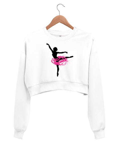 Tisho - Balerin - Ballerina - Bale - Ballet - Tutu Beyaz Kadın Crop Sweatshirt
