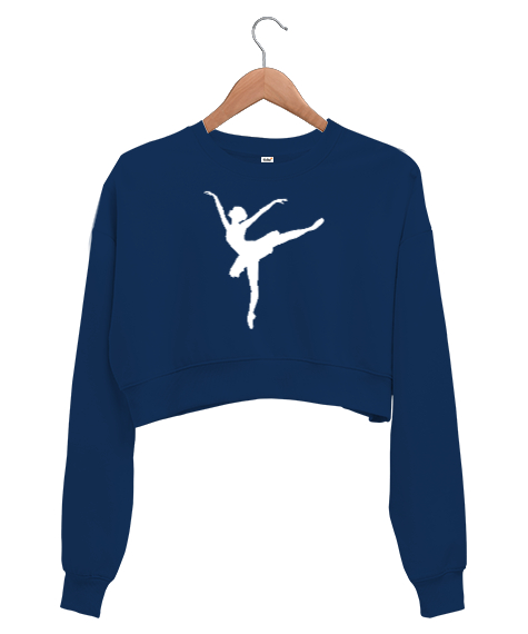 Tisho - Balerin - Ballerina - Bale - Ballet - V4 Lacivert Kadın Crop Sweatshirt