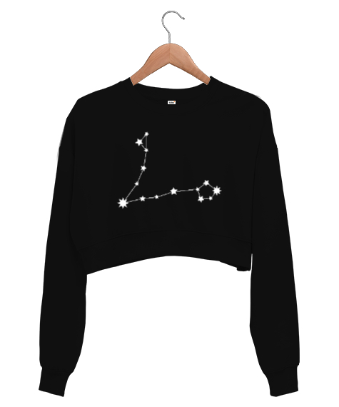 Tisho - Balık Burcu Takım yıldızı Siyah Kadın Crop Sweatshirt