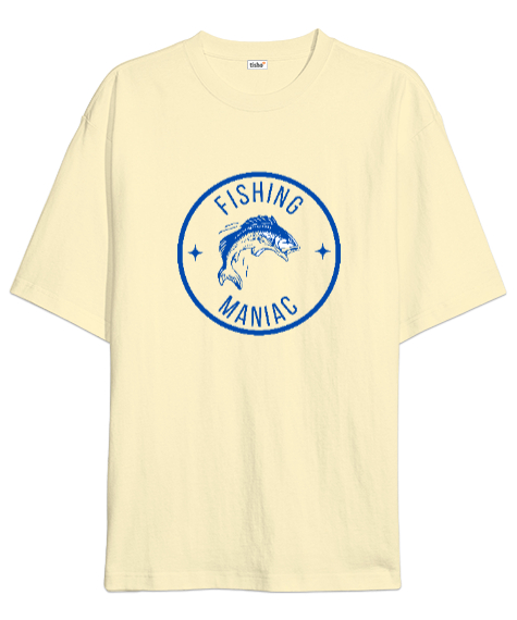 Tisho - Balık Manyağı Özel Tasarım Balıkçı Krem Oversize Unisex Tişört