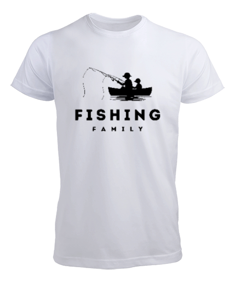 Tisho - Balıkçı Baba ve Oğul Tekne Kamp Hayatı Özel Tasarım Beyaz Erkek Tişört
