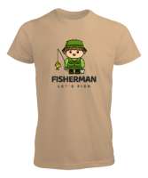 Balıkçı Olta Sevimli Yeşil Adam Özel Tasarım Kamp Hayatı ve Hobi Camel Erkek Tişört - Tisho