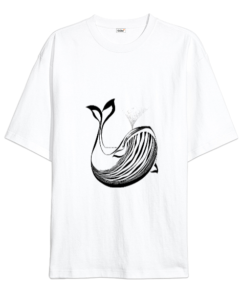 Tisho - Balina Beyaz Oversize Unisex Tişört
