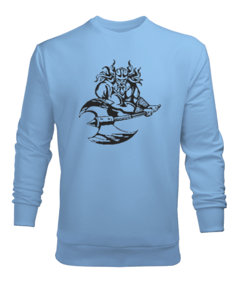 Tisho - Baltalı Viking Buz Mavisi Erkek Sweatshirt