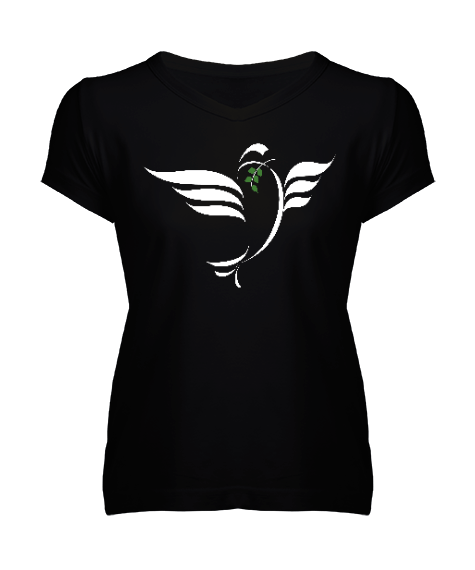 Tisho - Barış Güvercini Kadın V Yaka Tişört