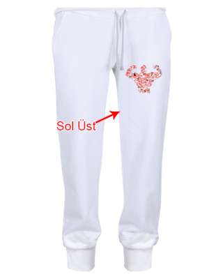 Barış İşaretli ve Kalpli Kaslı Sporcu Adam Beyaz Erkek Eşofman Altı - Tisho