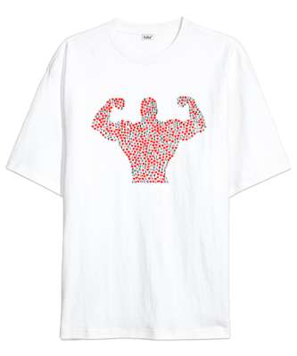 Barış İşaretli ve Kalpli Kaslı Sporcu Adam Beyaz Oversize Unisex Tişört - Tisho