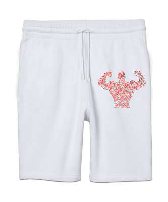 Barış İşaretli ve Kalpli Kaslı Sporcu Adam Beyaz Unisex Sweatshirt Şort Regular Fit - Tisho
