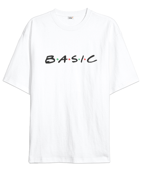Basic Friends Beyaz Oversize Unisex Tişört
