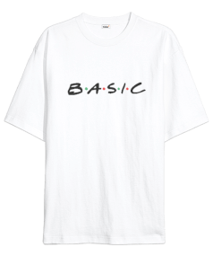 Tisho - Basic Friends Beyaz Oversize Unisex Tişört