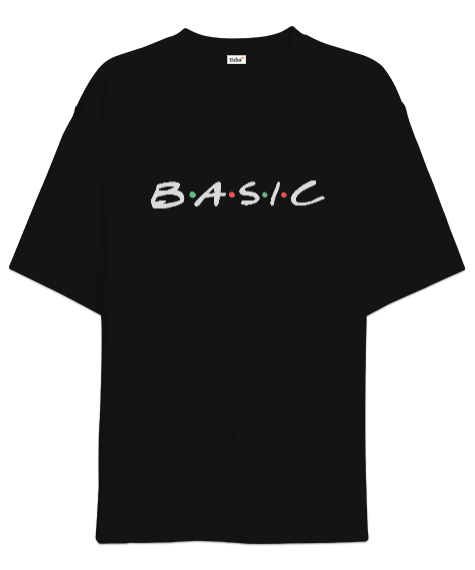 Tisho - Basic Friends Siyah Oversize Unisex Tişört