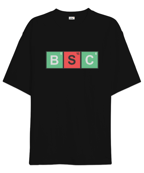 Tisho - Basic Periyodik Siyah Oversize Unisex Tişört