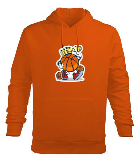 Tisho - Basketball baskılı Turuncu Erkek Kapüşonlu Hoodie Sweatshirt