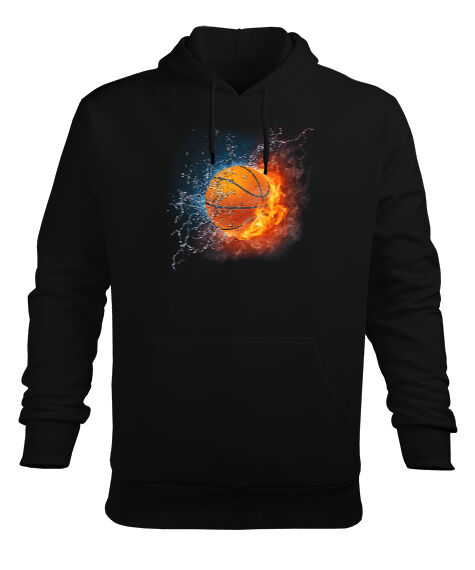 Tisho - Basketbol Ateşi Siyah Erkek Kapüşonlu Hoodie Sweatshirt