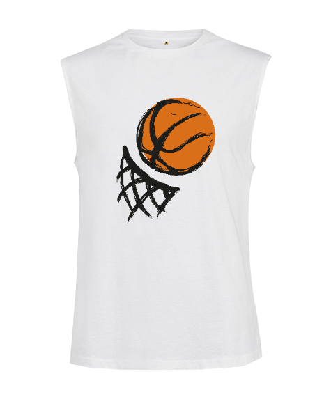 Tisho - Basketbol - Basket Beyaz Kesik Kol Unisex Tişört