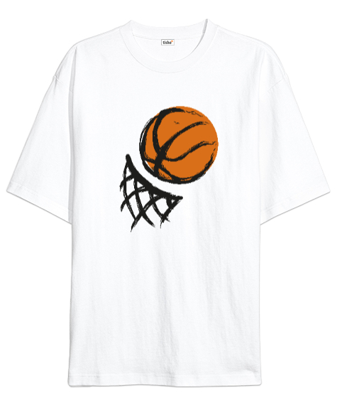 Tisho - Basketbol - Basket Beyaz Oversize Unisex Tişört