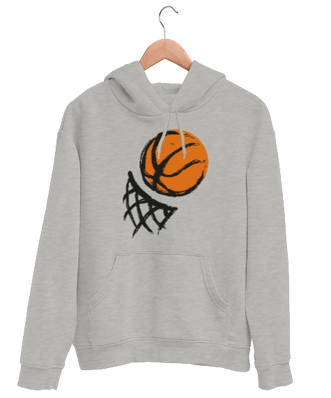 Tisho - Basketbol - Basket Gri Unisex Kapşonlu Sweatshirt