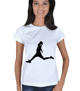 Basketbol Baskılı Kadın Tişört - Thumbnail