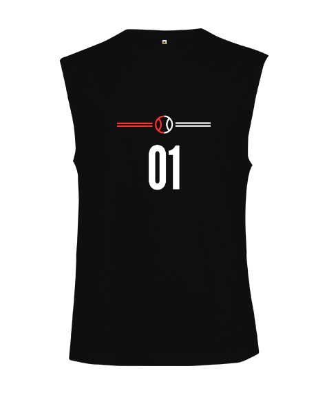 Tisho - Basketbol Baskılı Siyah Kesik Kol Unisex Tişört