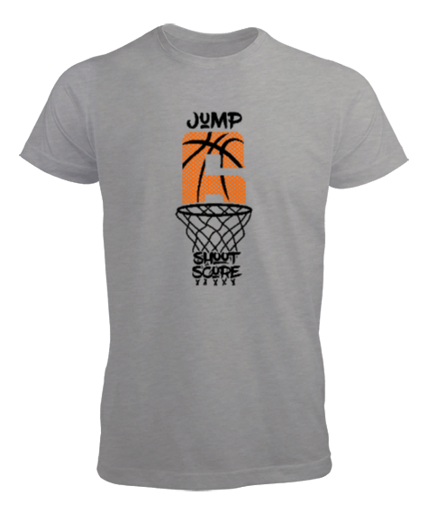 Tisho - Basketbol - Jump - Zıpla - Pota Gri Erkek Tişört