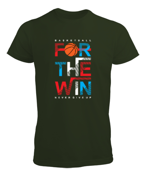 Tisho - Basketbol - Kazanmak İçin- Basketball Haki Yeşili Erkek Tişört