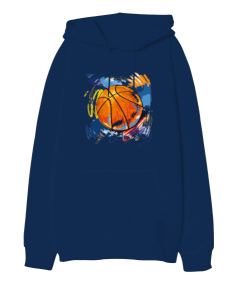 Basketbol Oversize Unisex Kapüşonlu Sweatshirt - Thumbnail