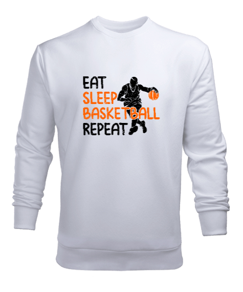 Tisho - Basketbol Rutin - Basketball Routine Beyaz Erkek Sweatshirt