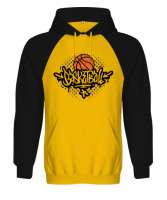 BASKETBOL Sarı/Siyah Orjinal Reglan Hoodie Unisex Sweatshirt - Thumbnail