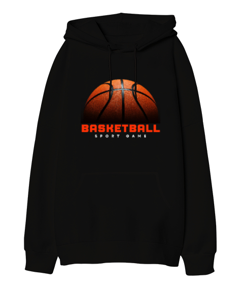 Tisho - Basketbol sevdası Siyah Oversize Unisex Kapüşonlu Sweatshirt